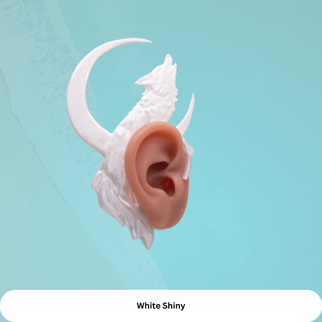 Dire Wolf Moon Ear Cuffs (Set of 2): Fantasy Cosplay Jewelry, No Piercing, Supports Wildlife