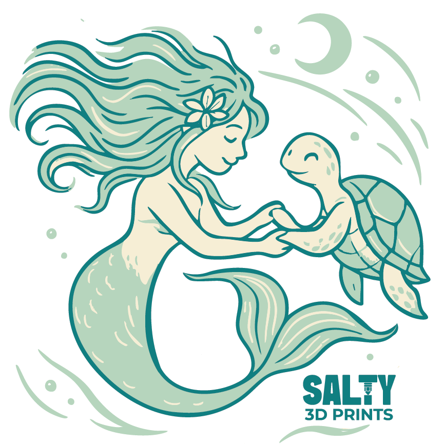 Mermaid & Turtle – 3" Vinyl Sticker