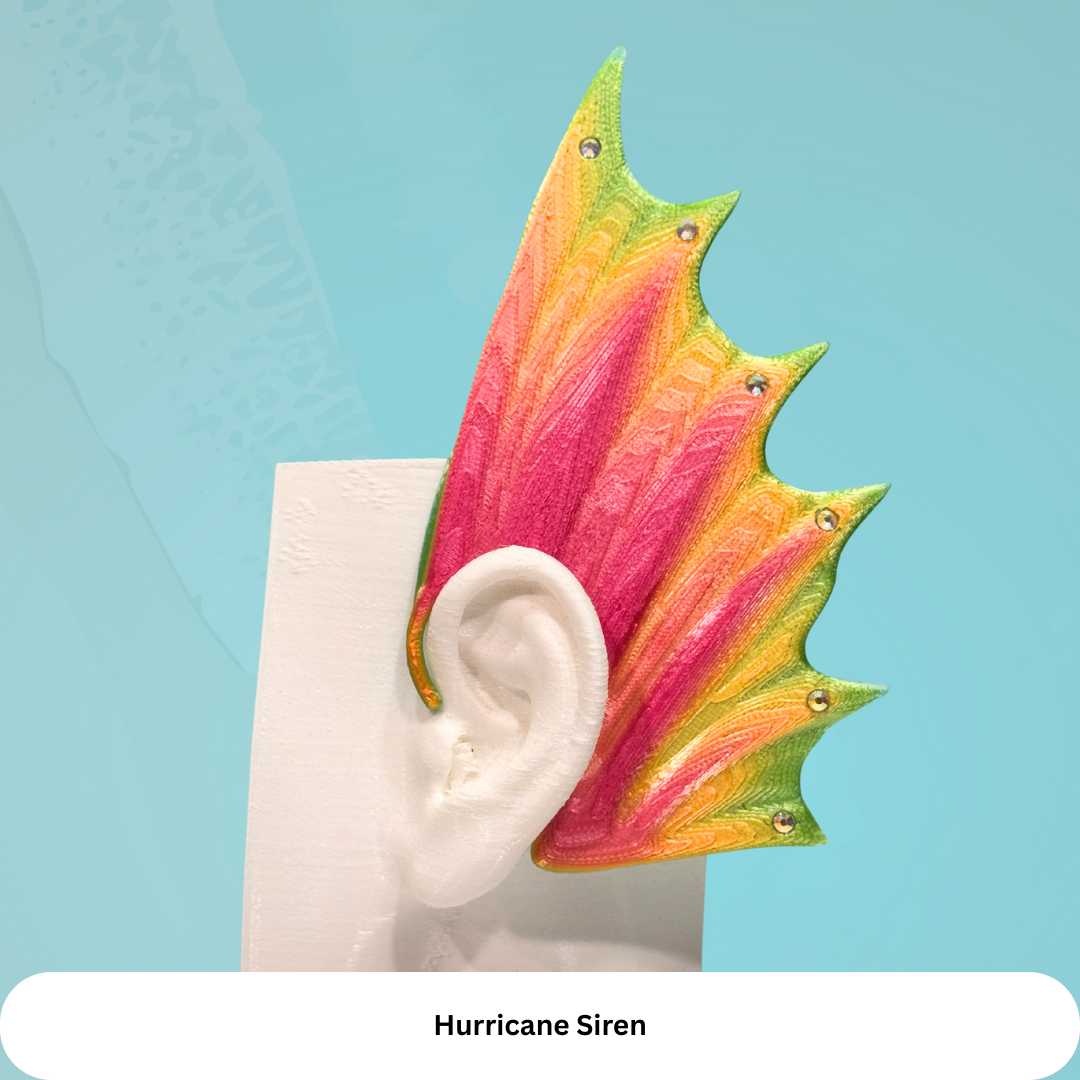 Mermaid Ear Cuffs: 3D Printed Fin Jewelry - No Piercing (Set of Two)