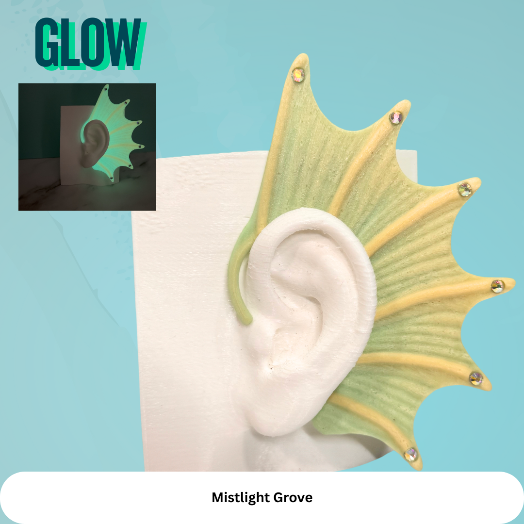 Mermaid Ear Cuffs: Crystal Fin,Fantasy Jewelry (Set of 2), No Piercing