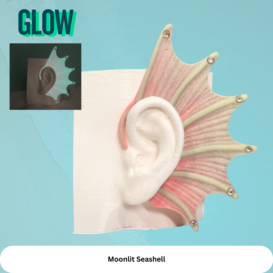 Mermaid Ear Cuffs: Crystal Fin,Fantasy Jewelry (Set of 2), No Piercing