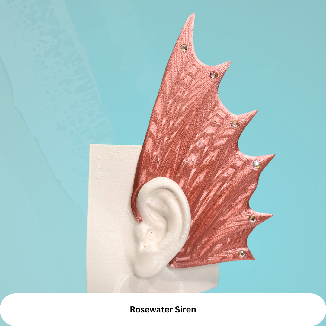 Mermaid Ear Cuffs: 3D Printed Fin Jewelry - No Piercing (Set of Two)
