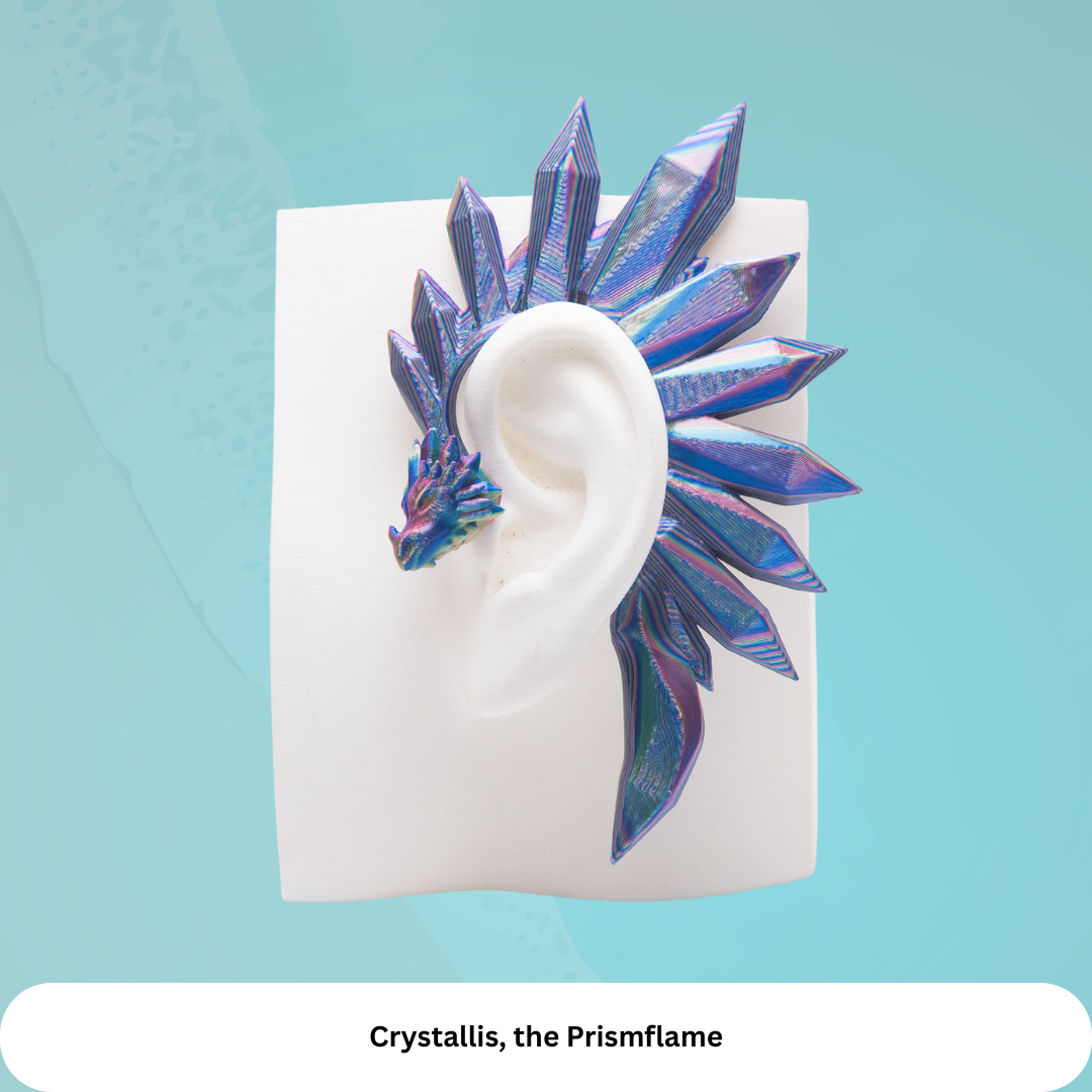 Crystal Dragon Ear Cuffs: Fantasy Cosplay Jewelry, No Piercing