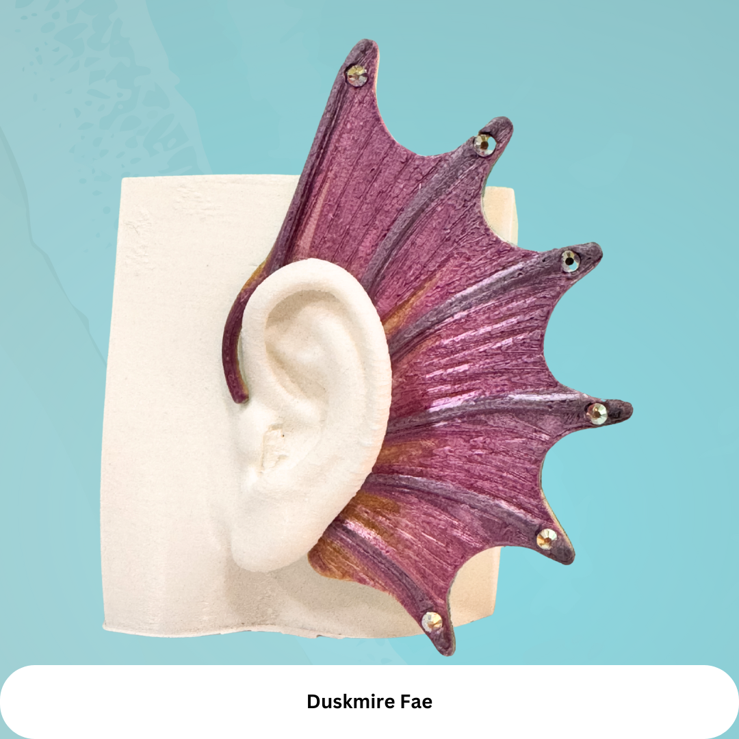 Mermaid Ear Cuffs: Crystal Fin,Fantasy Jewelry (Set of 2), No Piercing