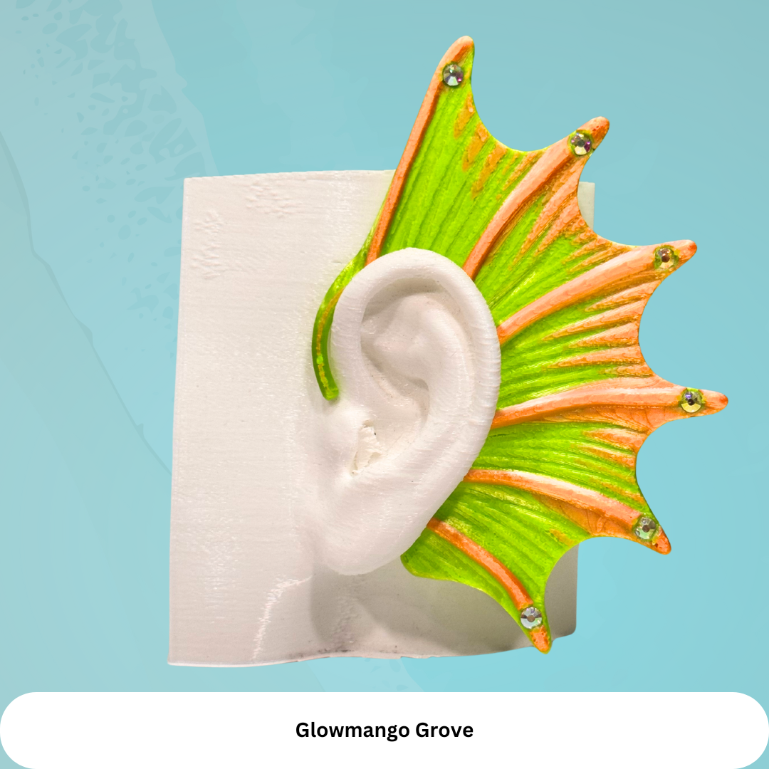 Mermaid Ear Cuffs: Crystal Fin,Fantasy Jewelry (Set of 2), No Piercing