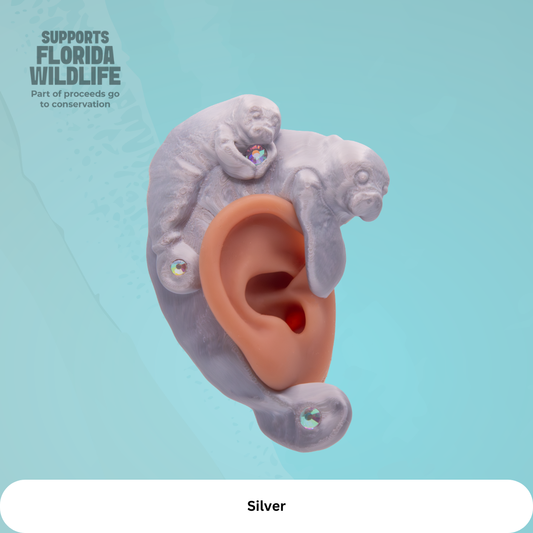 Florida Manatee Ear Cuffs (Set of 2):  Fantasy Cosplay Jewelry, No Piercing, Supports Wildlife