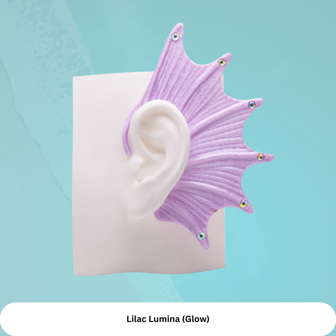 Mermaid Ear Cuffs: Crystal Fin,Fantasy Jewelry (Set of 2), No Piercing