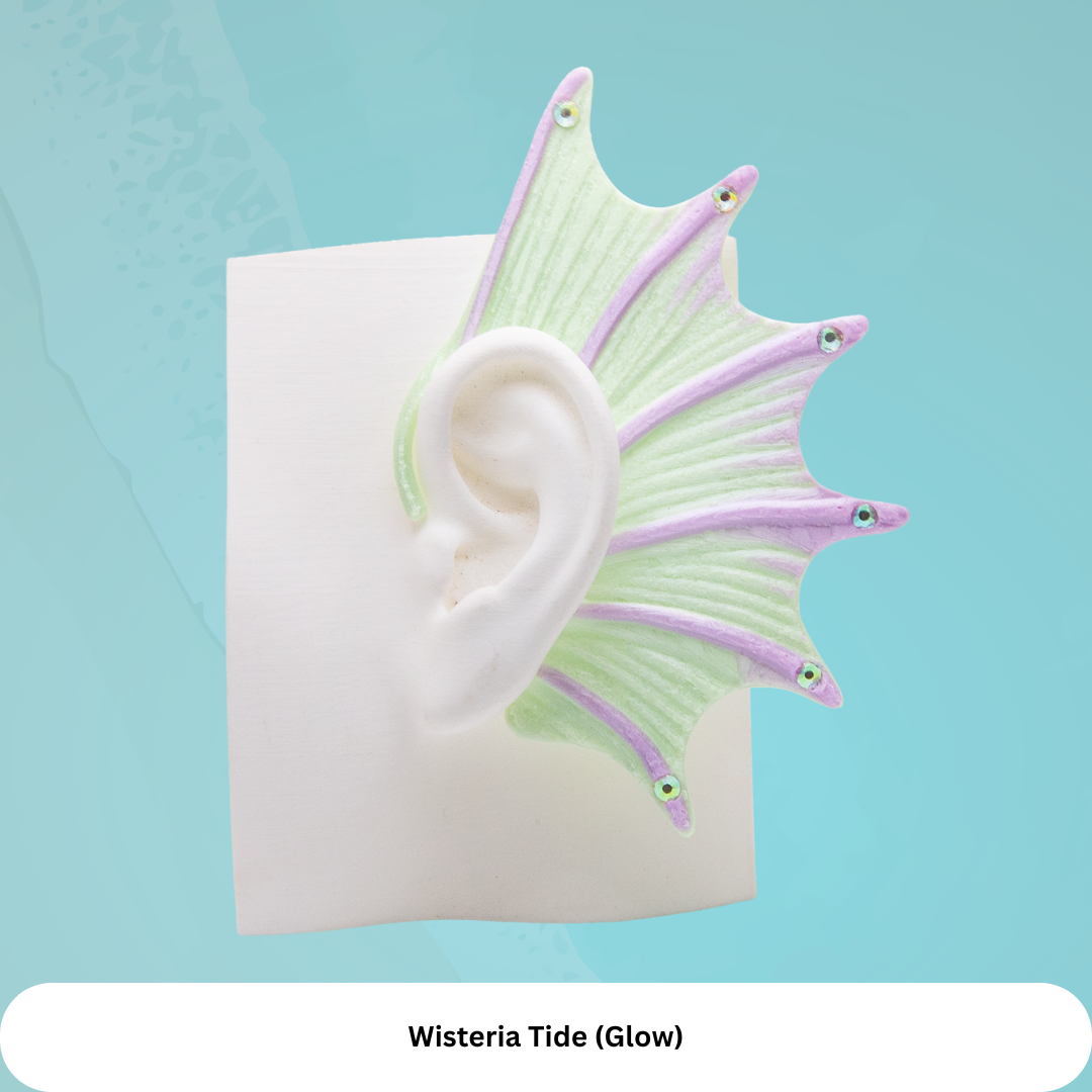 Mermaid Ear Cuffs: Crystal Fin,Fantasy Jewelry (Set of 2), No Piercing