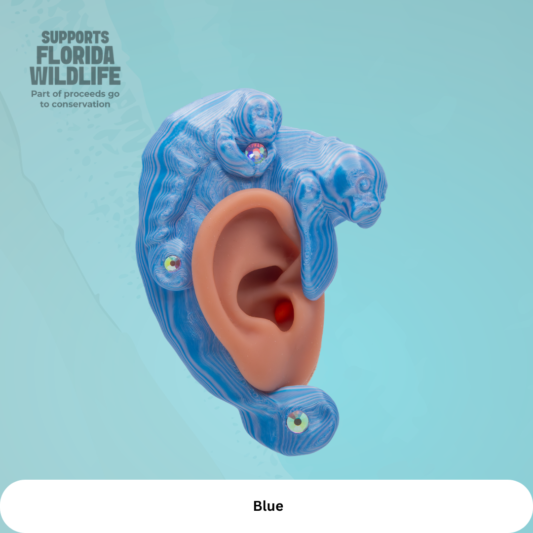 Florida Manatee Ear Cuffs (Set of 2):  Fantasy Cosplay Jewelry, No Piercing, Supports Wildlife