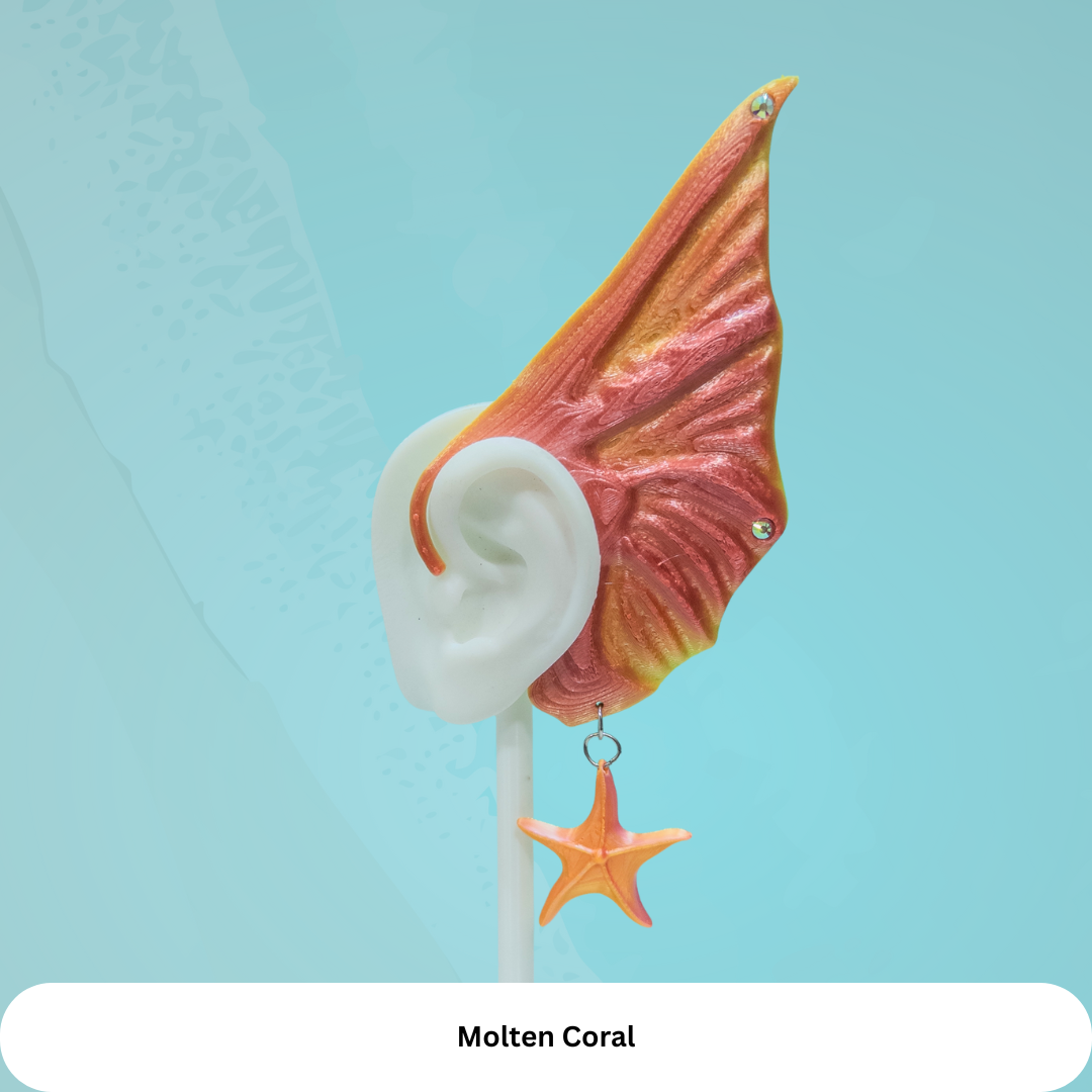 Mermaid Ear Cuffs: Starfish Charm, No Piercing Fantasy Jewelry