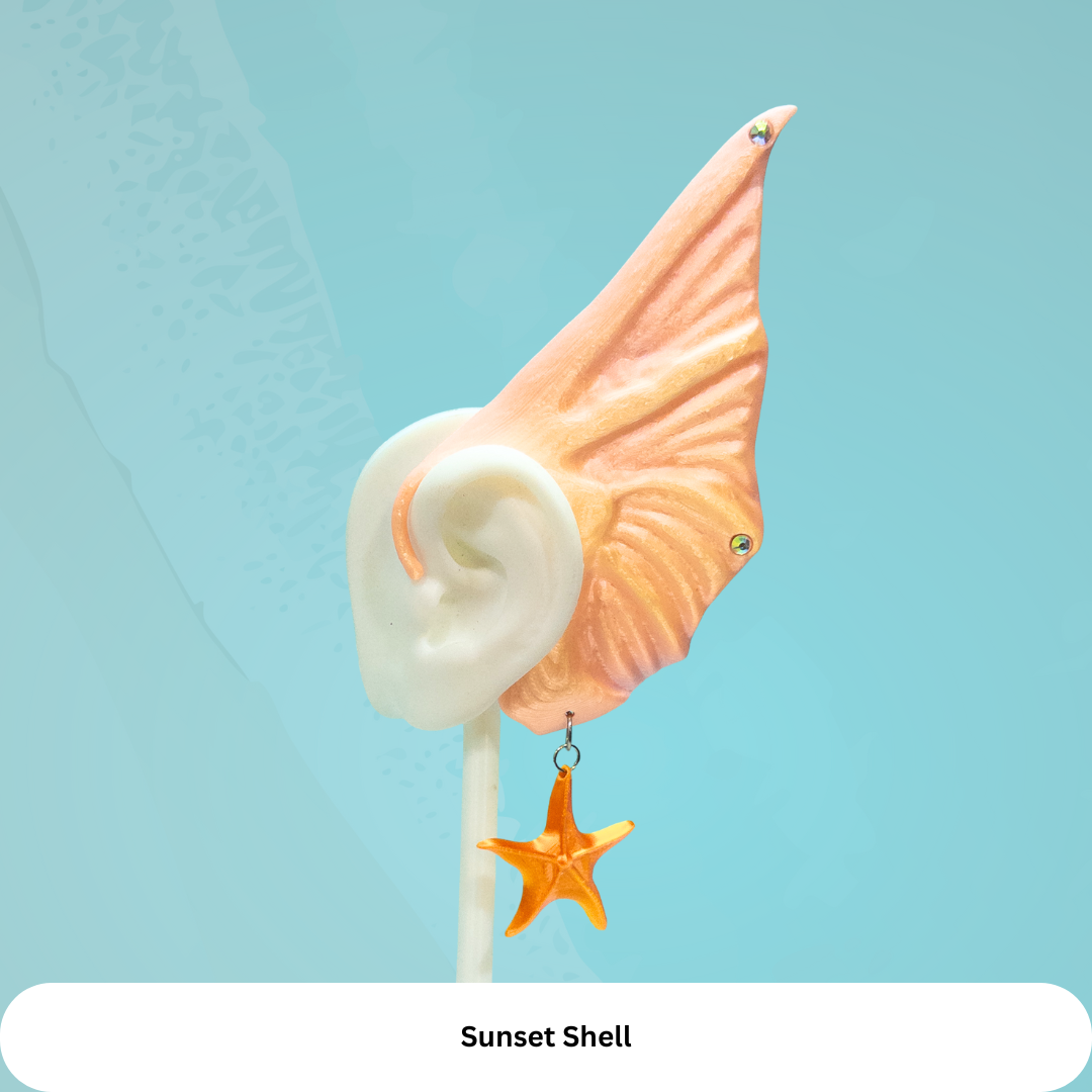 Mermaid Ear Cuffs: Starfish Charm, No Piercing Fantasy Jewelry