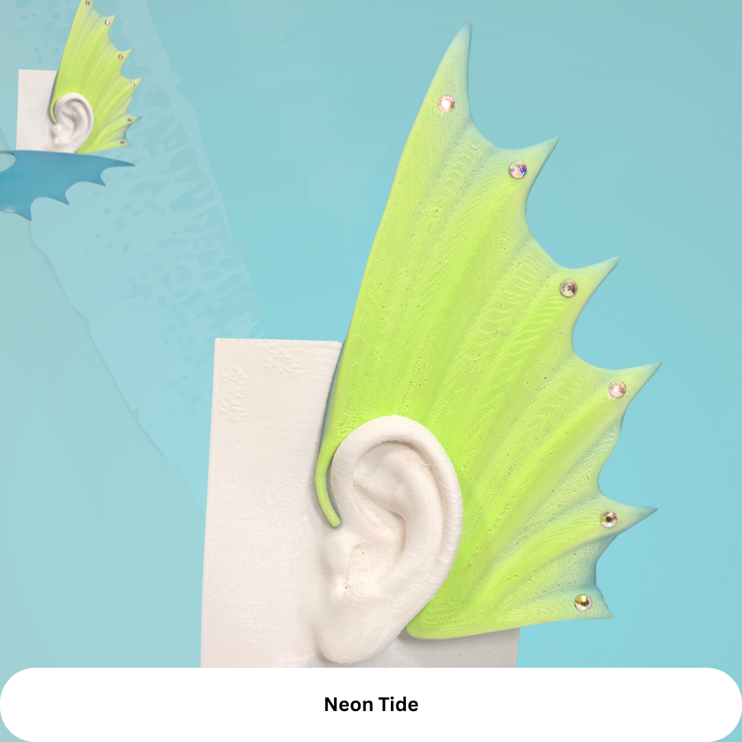 Mermaid Ear Cuffs: 3D Printed Fin Jewelry - No Piercing (Set of Two)
