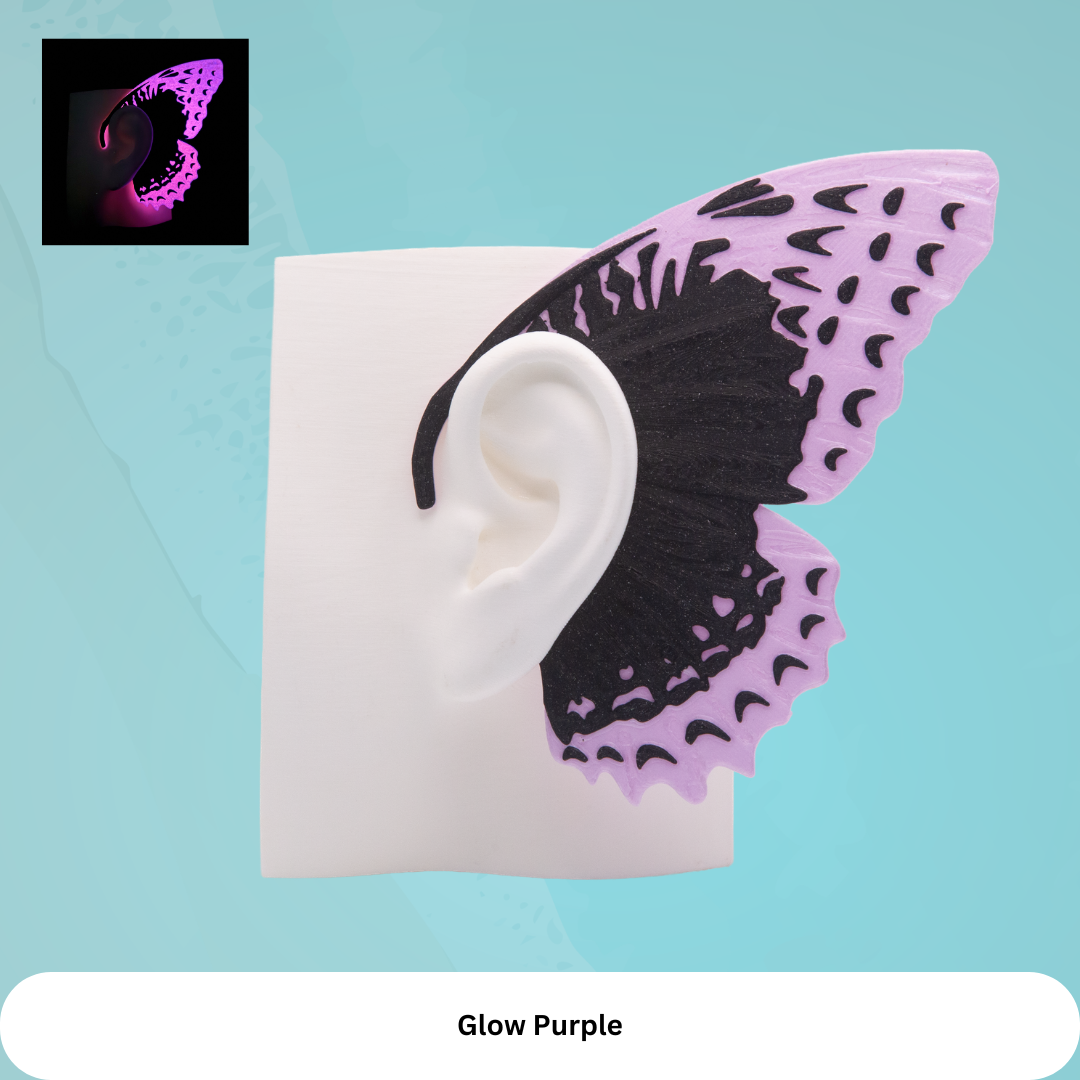 Glow Butterfly Ear Cuffs(Set of 2): Fantasy Cosplay Jewelry, No Piercing