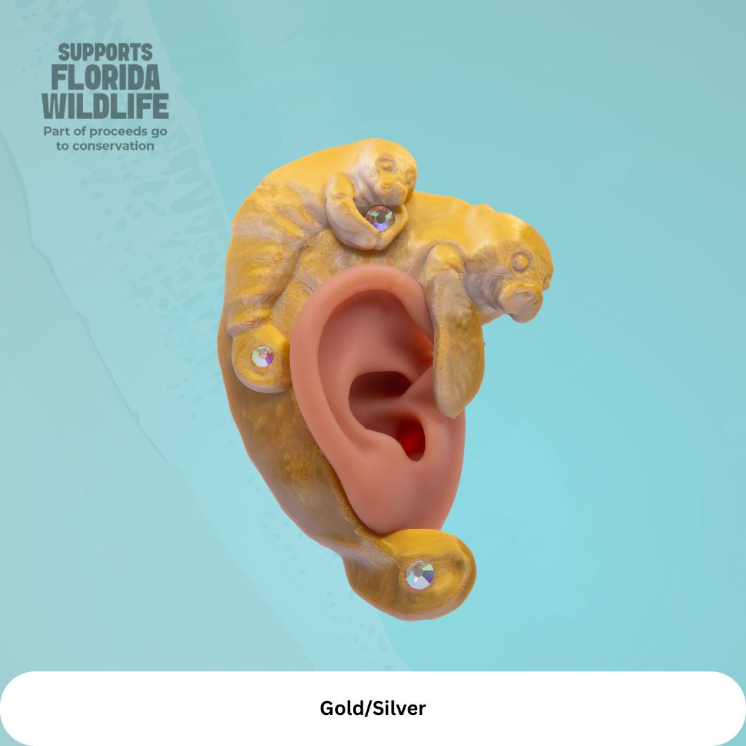 Florida Manatee Ear Cuffs (Set of 2):  Fantasy Cosplay Jewelry, No Piercing, Supports Wildlife