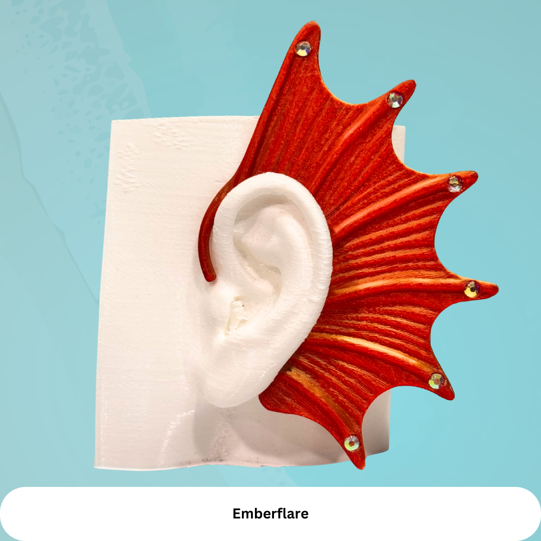 Mermaid Ear Cuffs: Crystal Fin,Fantasy Jewelry (Set of 2), No Piercing