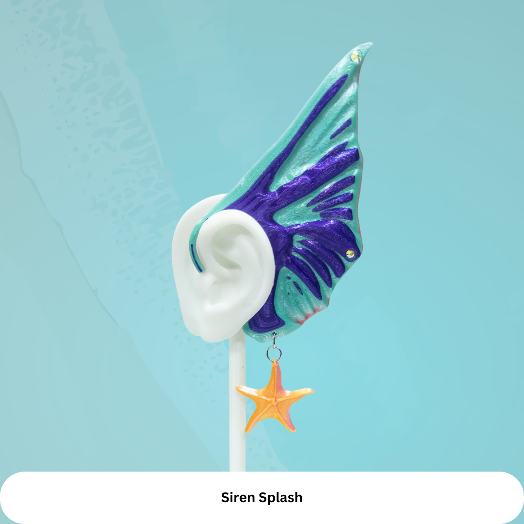 Mermaid Ear Cuffs: Starfish Charm, No Piercing Fantasy Jewelry