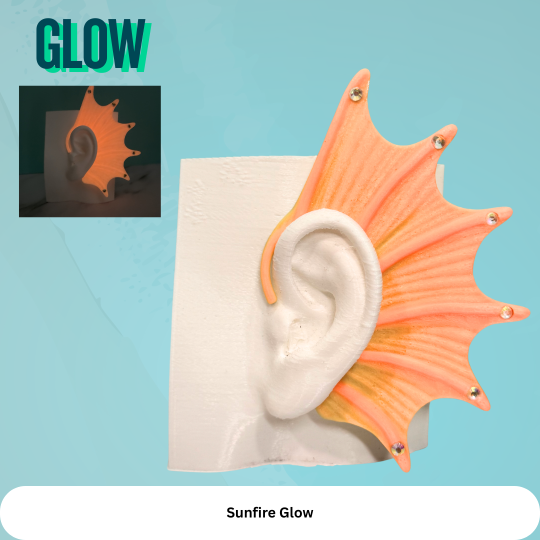 Mermaid Ear Cuffs: Crystal Fin,Fantasy Jewelry (Set of 2), No Piercing