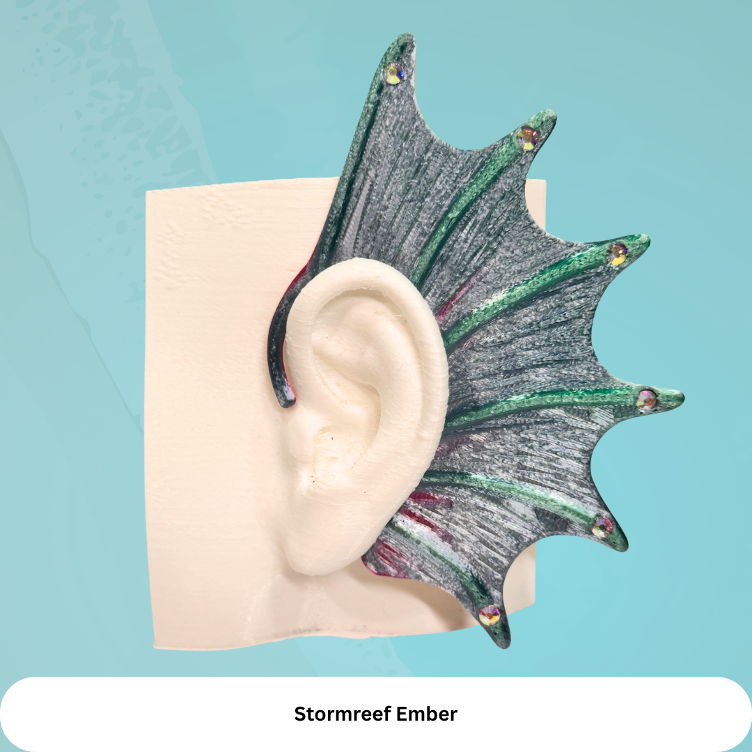 Mermaid Ear Cuffs: Crystal Fin,Fantasy Jewelry (Set of 2), No Piercing