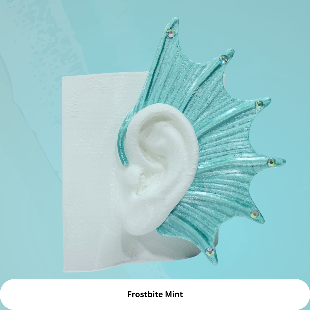 Mermaid Ear Cuffs: Crystal Fin,Fantasy Jewelry (Set of 2), No Piercing