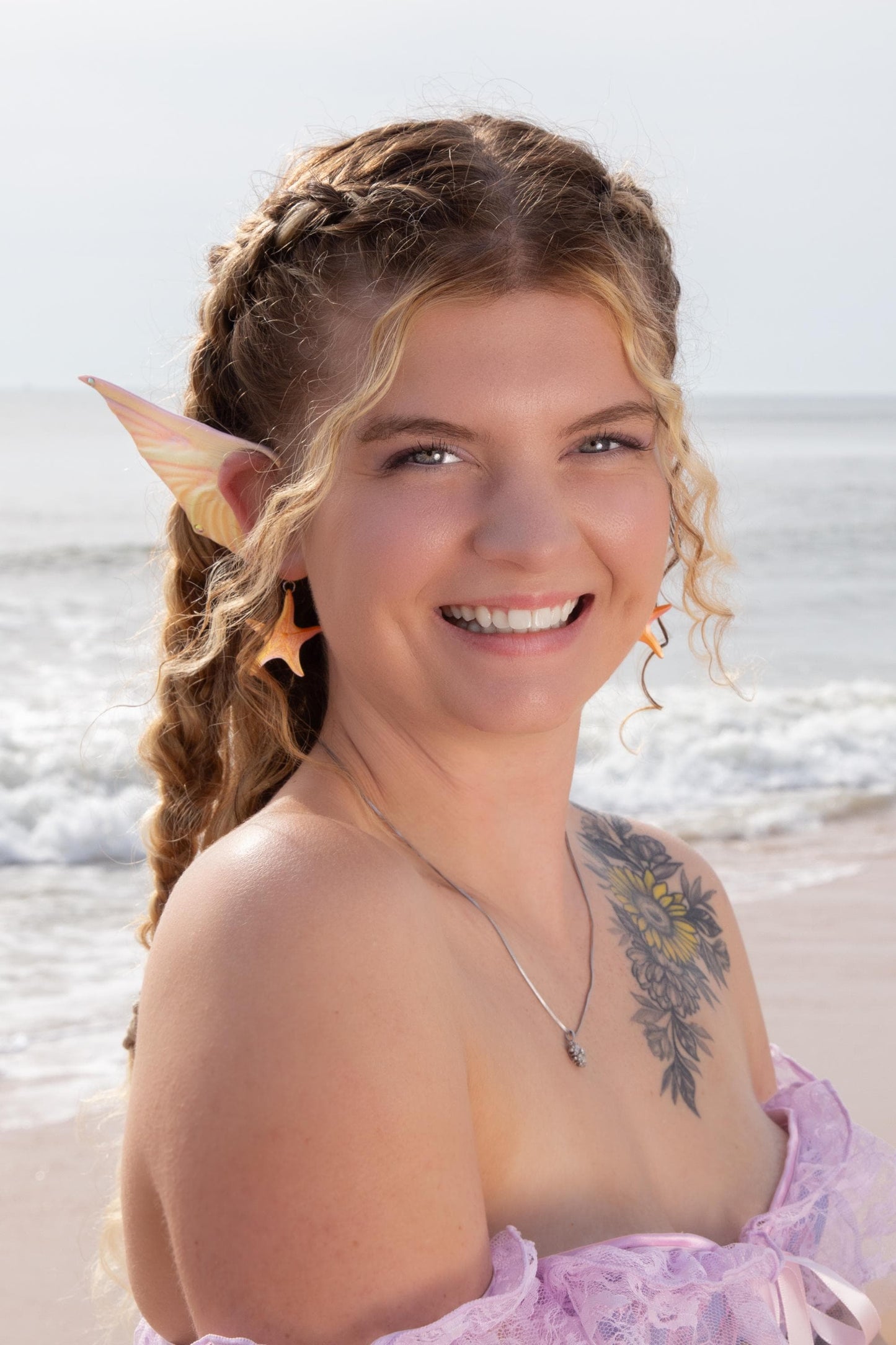 Mermaid Ear Cuffs: Starfish Charm, No Piercing Fantasy Jewelry