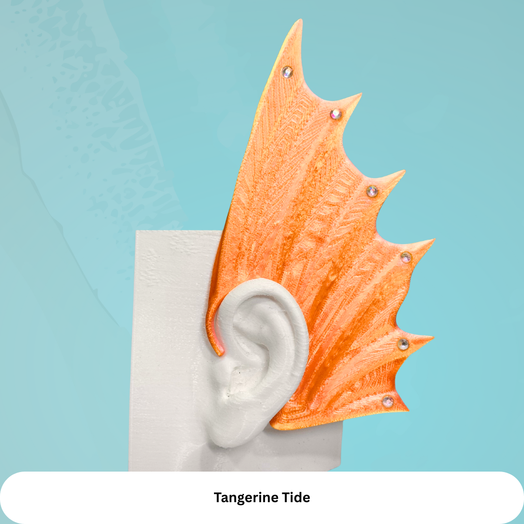 Mermaid Ear Cuffs: 3D Printed Fin Jewelry - No Piercing (Set of Two)
