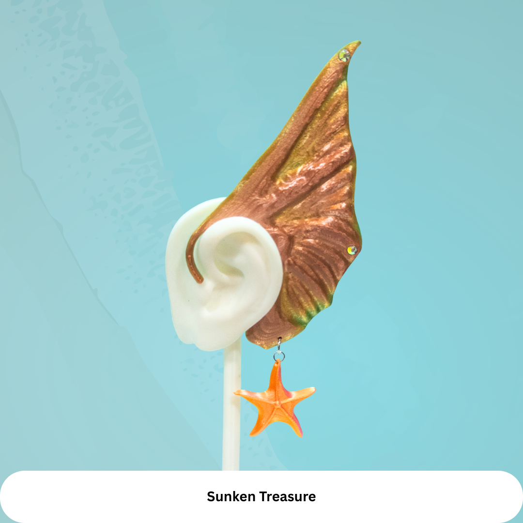 Mermaid Ear Cuffs: Starfish Charm, No Piercing Fantasy Jewelry