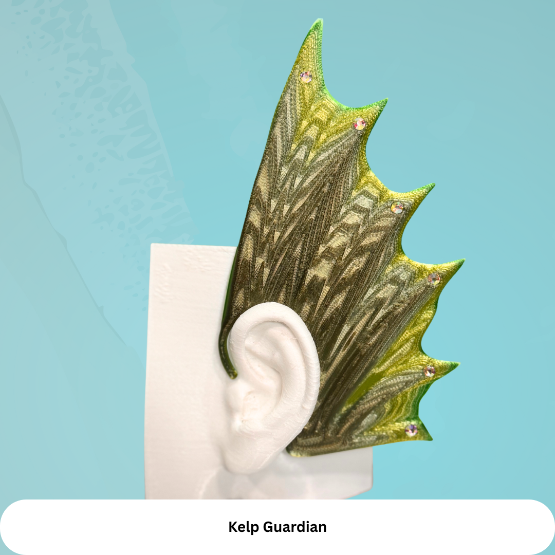 Mermaid Ear Cuffs: 3D Printed Fin Jewelry - No Piercing (Set of Two)