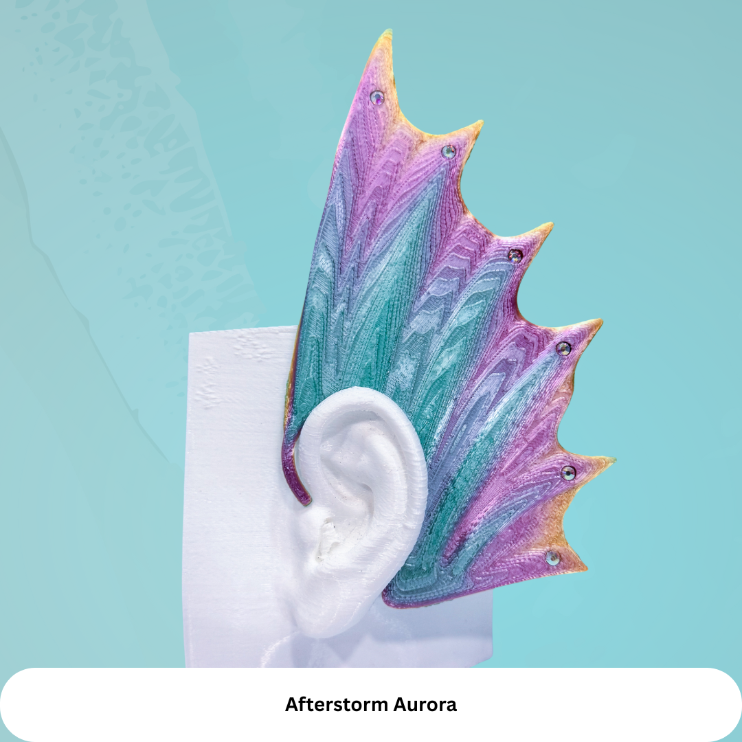 Mermaid Ear Cuffs: 3D Printed Fin Jewelry - No Piercing (Set of Two)