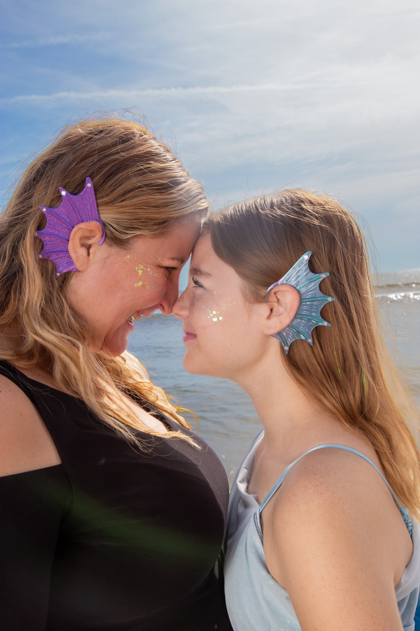 Mermaid Ear Cuffs: Crystal Fin,Fantasy Jewelry (Set of 2), No Piercing