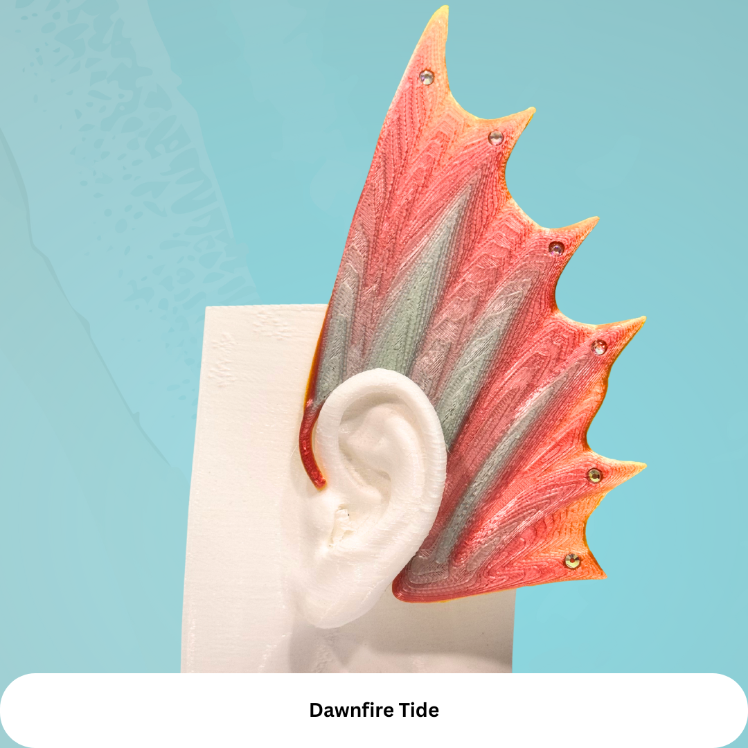 Mermaid Ear Cuffs: 3D Printed Fin Jewelry - No Piercing (Set of Two)