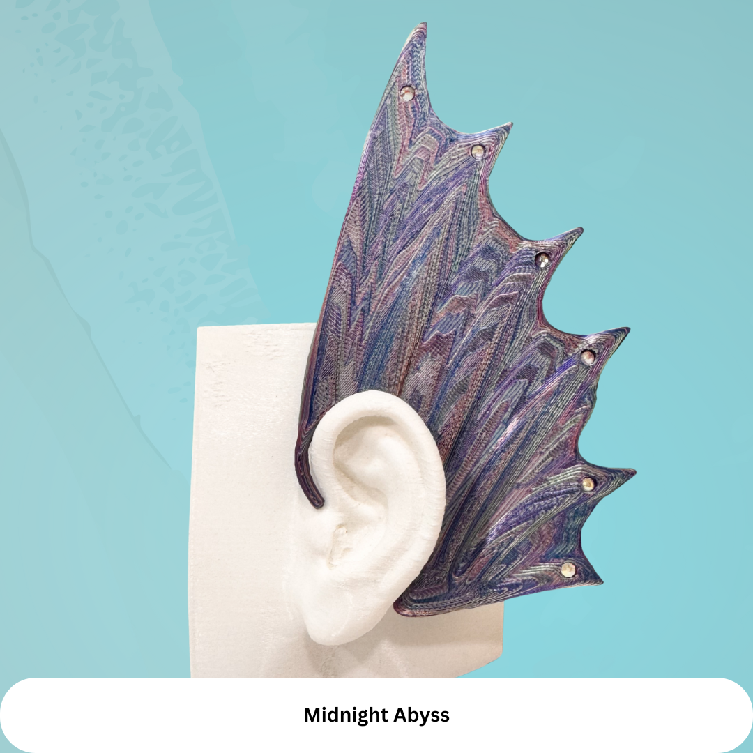 Mermaid Ear Cuffs: 3D Printed Fin Jewelry - No Piercing (Set of Two)