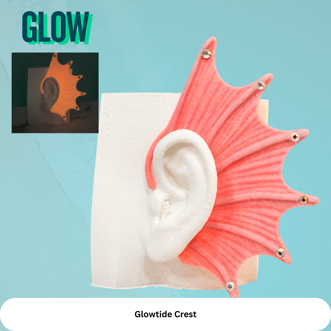 Mermaid Ear Cuffs: Crystal Fin,Fantasy Jewelry (Set of 2), No Piercing