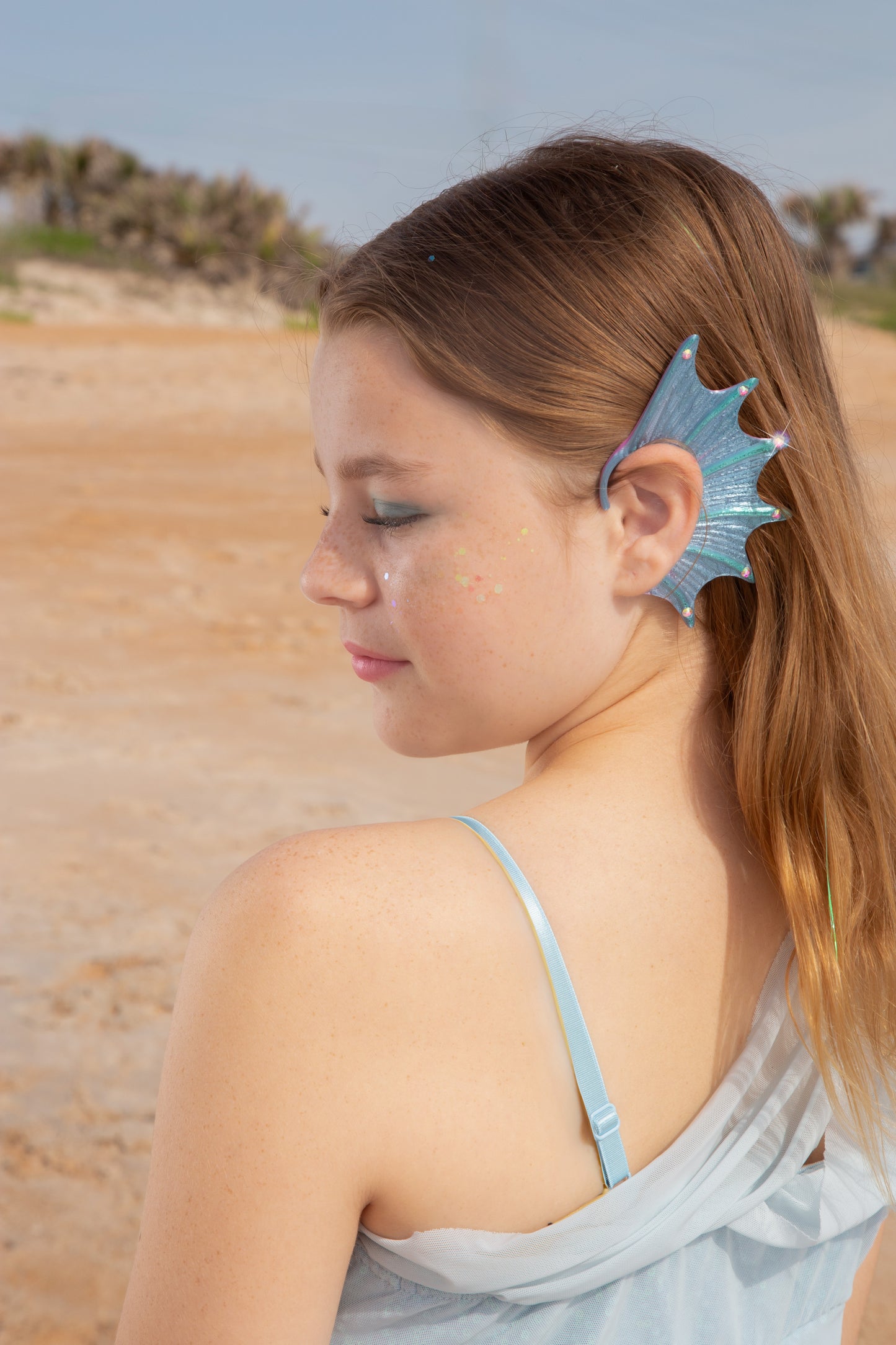 Mermaid Ear Cuffs: Crystal Fin,Fantasy Jewelry (Set of 2), No Piercing