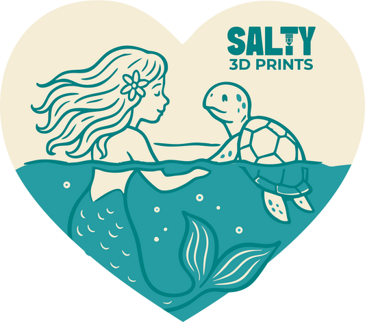 Heart Mermaid & Turtle – 3" Vinyl Sticker
