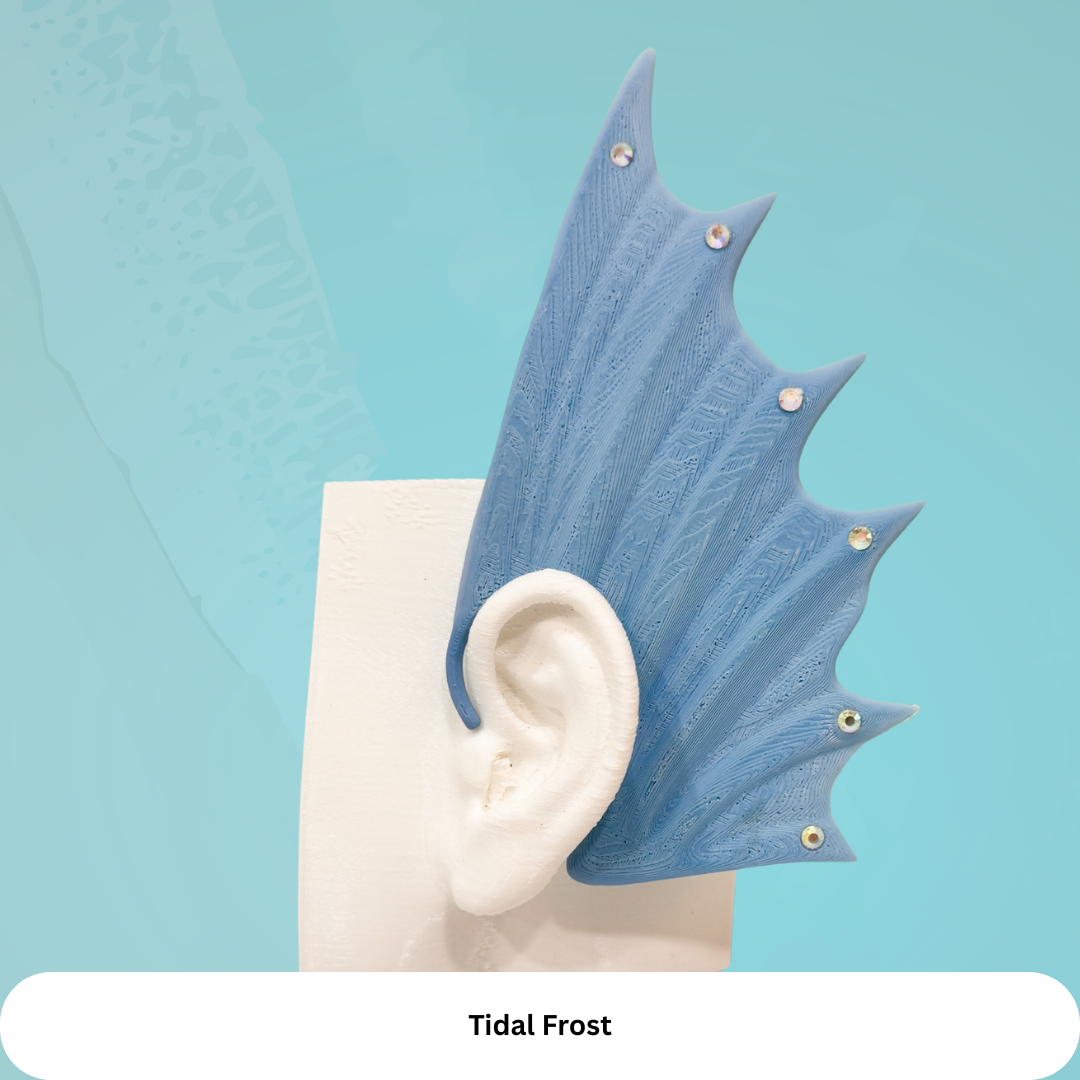 Mermaid Ear Cuffs: 3D Printed Fin Jewelry - No Piercing (Set of Two)