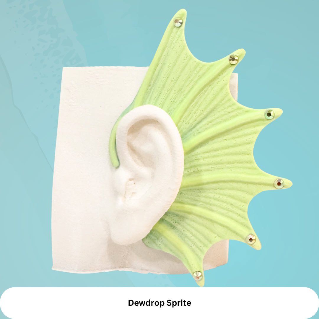 Mermaid Ear Cuffs: Crystal Fin,Fantasy Jewelry (Set of 2), No Piercing