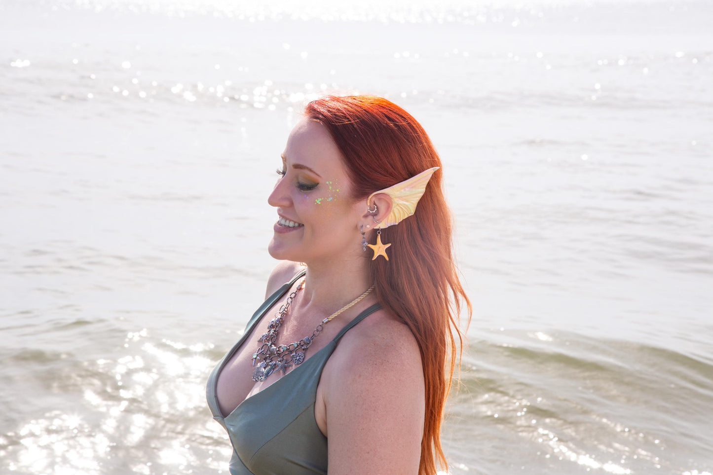 Mermaid Ear Cuffs: Starfish Charm, No Piercing Fantasy Jewelry