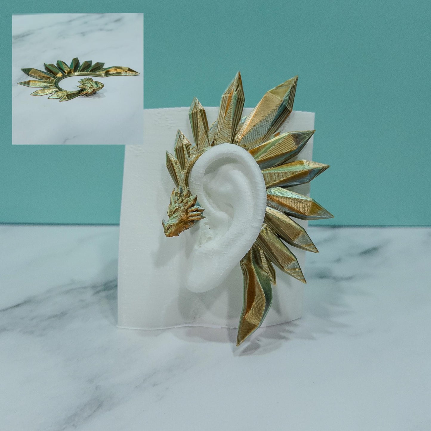 Crystal Dragon Ear Cuffs: Fantasy Cosplay Jewelry, No Piercing