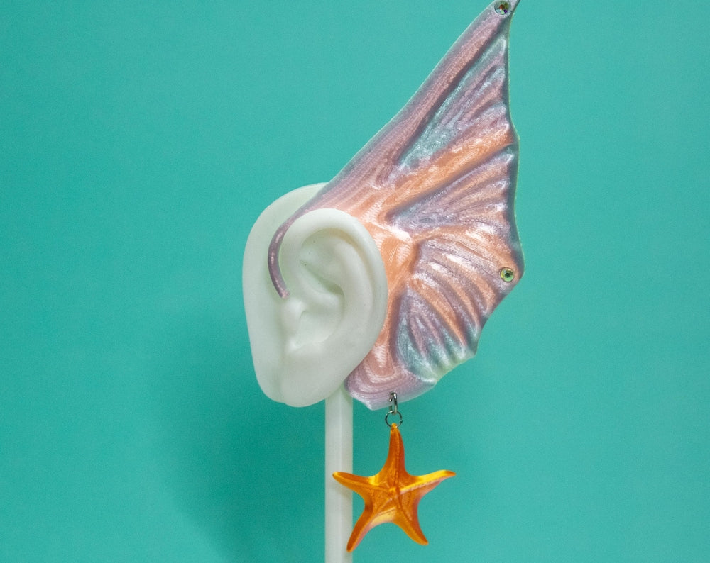 Mermaid Ear Cuffs: Starfish Charm, No Piercing Fantasy Jewelry