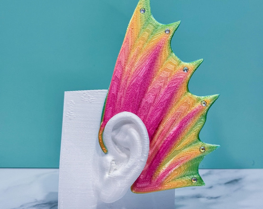Mermaid Ear Cuffs: 3D Printed Fin Jewelry - No Piercing (Set of Two)