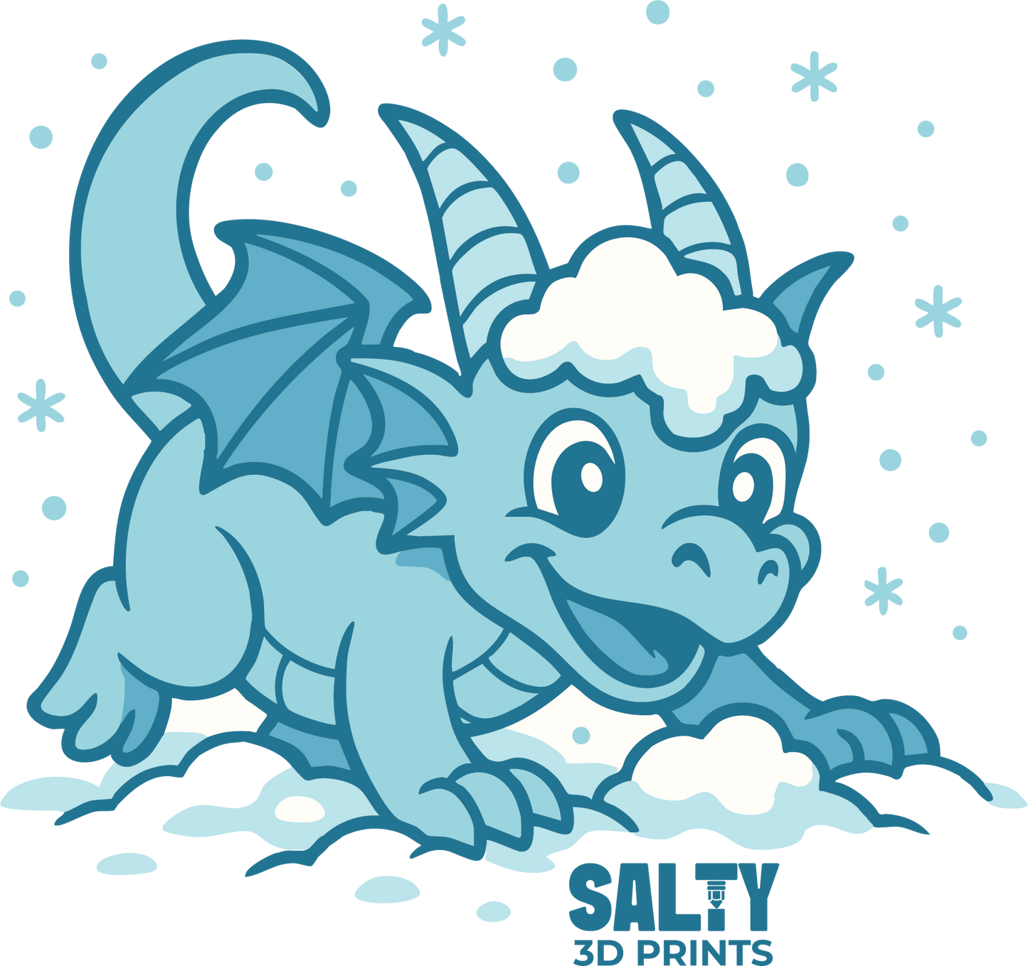 Snow Day Dragon – 3" Glitter Vinyl Sticker