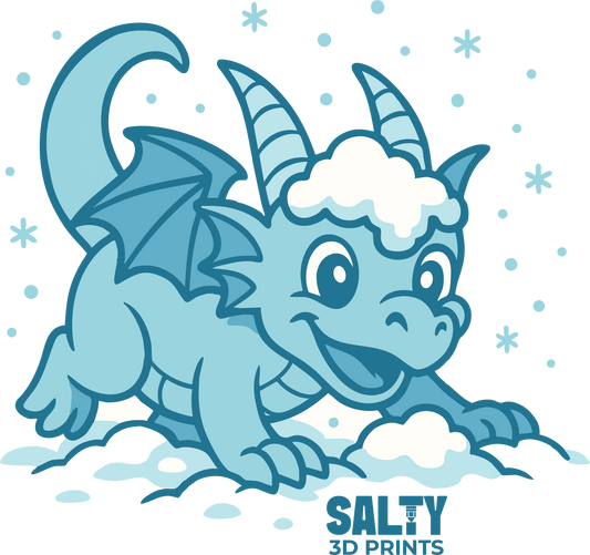Snow Day Dragon – 3" Glitter Vinyl Sticker
